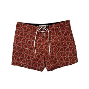 Parke & Ronen 4" Swim Short Trunks Mens 30" Drawstring Red Burgundy